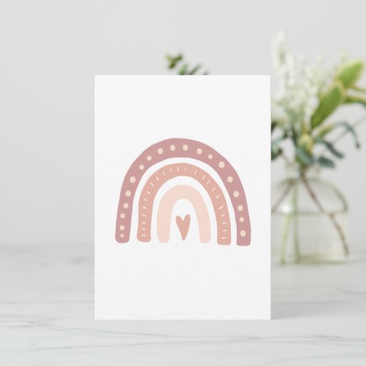 Invitation Moderne Pastel rose arc-en-ciel Boho Devinez le no (Debout devant)