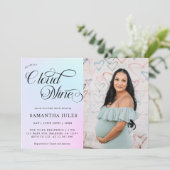 Invitation Moderne Pastel Rose Photo Cloud Neuf Baby shower (Debout devant)