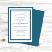 Invitation Moderne Patine Bleu & Blanc Bordure Simple Mariage