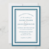 Invitation Moderne Patine Bleu & Blanc Bordure Simple Mariage (Devant)