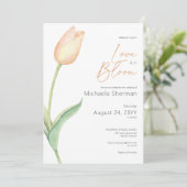 Invitation Moderne Peach Tulip Amour Dans Fleurie Douche (Debout devant)