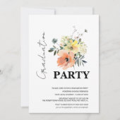 Invitation Moderne Pêche Florale et verdure (Devant)