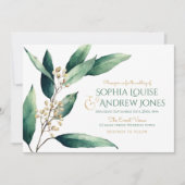 Invitation Moderne peint botanique verdure mariage rustique (Devant)