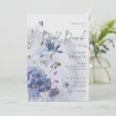 Invitation Moderne Périwinkle Bleu Fleur sauvage Bridal Brunc (Debout devant)