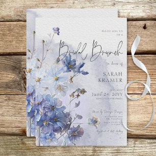 Invitation Moderne Périwinkle Bleu Fleur sauvage Bridal Brunc