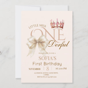 Invitation Moderne petite Mademoiselle ONEderful premier 1er