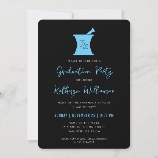 Invitation Moderne PharmD Pharmacy School Graduation (Devant)