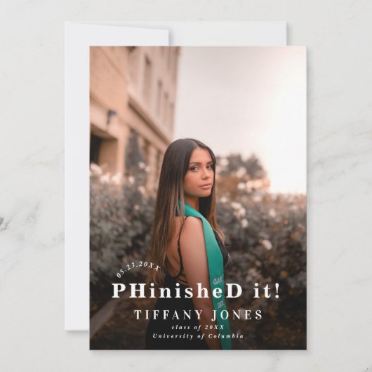 Invitation Moderne Phinished it 4 Photos PHD Graduation (Devant)