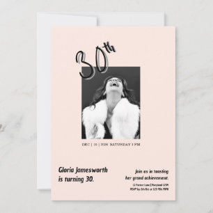 Invitation Moderne Photo Anniversaire 30 Ans Rose Clair Drôle