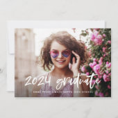 Invitation Moderne | Photo et texte manuscrit blanc (Devant)