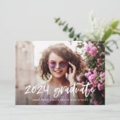 Invitation Moderne | Photo et texte manuscrit blanc (Debout devant)