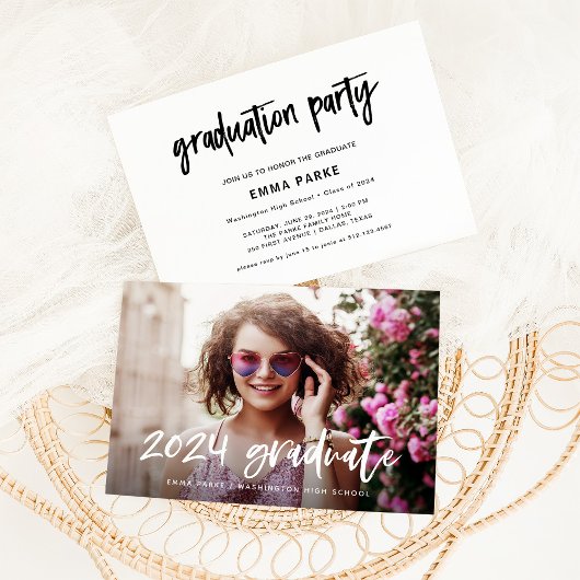 Invitation Moderne | Photo et texte manuscrit blanc