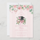 Invitation Moderne Photo Rose Floral Graduation (Devant)