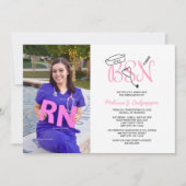 Invitation Moderne Pink BSN graduation infirmière (Devant)