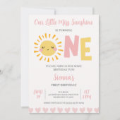 Invitation Moderne Pink Sun Little Miss Sunshine 1er annivers (Devant)