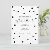 Invitation Moderne points noirs et blancs Sauvegarder la date (Debout devant)