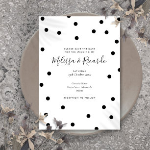 Invitation Moderne points noirs et blancs Sauvegarder la date