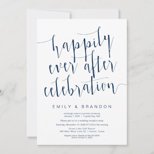 Invitation Moderne police Navy Blue modifiable, Mariage en fu (Devant)