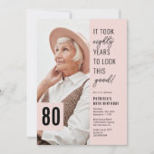 Invitation moderne pour 80e anniversaire avec phot (Devant)