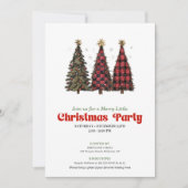 Invitation moderne pour arbre de Noël au plaid buf (Devant)