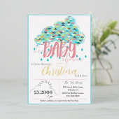 Invitation moderne pour baby shower avec feuille d (Debout devant)