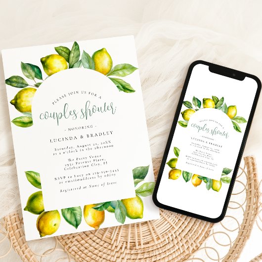 Invitation moderne pour Baby Shower Citron