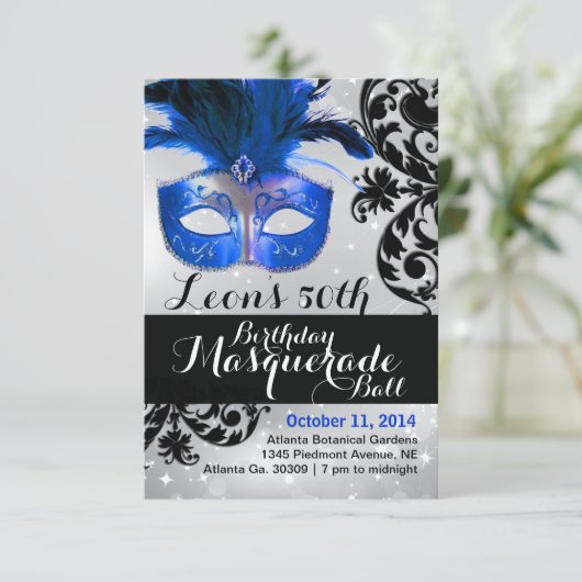 Invitation moderne pour bal masqué (Debout devant)
