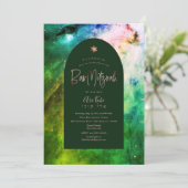 Invitation moderne pour Bar Mitzvah nébuleuse d'Or (Debout devant)