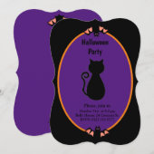 Invitation moderne pour Halloween avec chat noir e (Devant / Derrière)