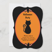 Invitation moderne pour Halloween avec chat noir e (Devant)
