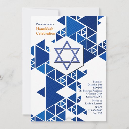 Invitation moderne pour Hanukkah (Devant)