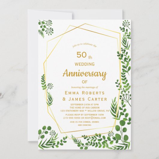 Invitation moderne pour le 50e anniversaire de mar (Devant)