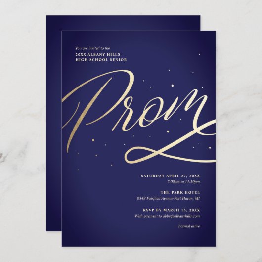 Invitation moderne pour le bal de promo (Devant / Derrière)