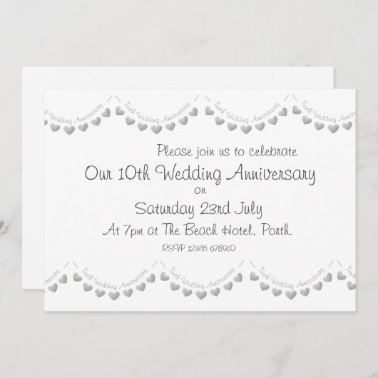 Invitation moderne pour les 10 ans de mariage (Devant / Derrière)