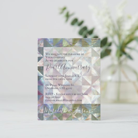 Invitation moderne pour les 30 ans de mariage perl (Debout devant)