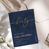 Invitation moderne pour les 40 ans avec du bleu ma
