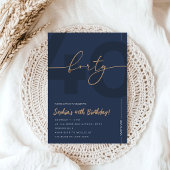 Invitation moderne pour les 40 ans avec du bleu ma