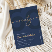 Invitation moderne pour les 60 ans avec du bleu ma