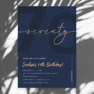 Invitation moderne pour les 70 ans avec du bleu ma