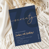 Invitation moderne pour les 70 ans avec du bleu ma