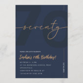 Invitation moderne pour les 70 ans avec du bleu ma (Devant)