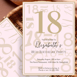 Invitation moderne pour ses 18 ans en or rose pour