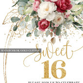 Invitation moderne pour un Sweet 16 avec fleurs do