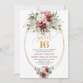 Invitation moderne pour un Sweet 16 avec fleurs do (Devant)