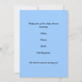 Invitation moderne pour une baby shower bleu et cé (Dos)