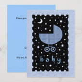 Invitation moderne pour une baby shower bleu et cé (Devant / Derrière)