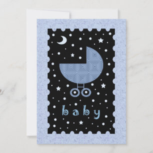Invitation moderne pour une baby shower bleu et cé