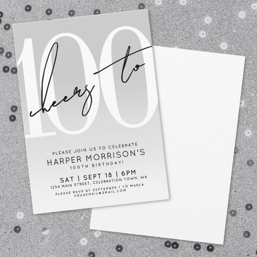 Invitation moderne pour une fête de 100e anniversa