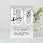 Invitation moderne pour une fête de 100e anniversa (Debout devant)