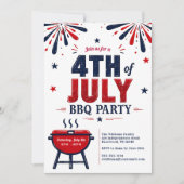 Invitation moderne pour une fête de barbecue du 4  (Devant)